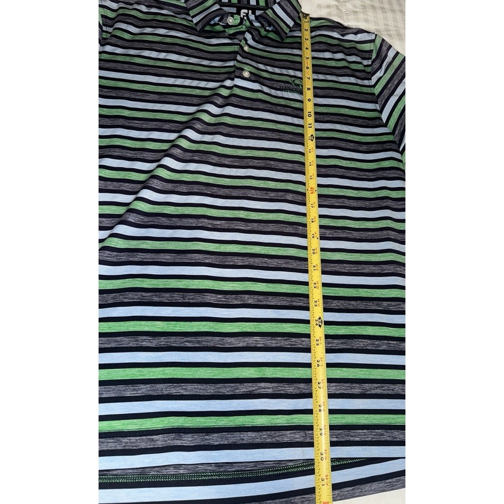 FootJoy FJ Mens Short Sleeve Golf Polo Shirt L Large Blue Green Striped Camo - Picture 7 of 8